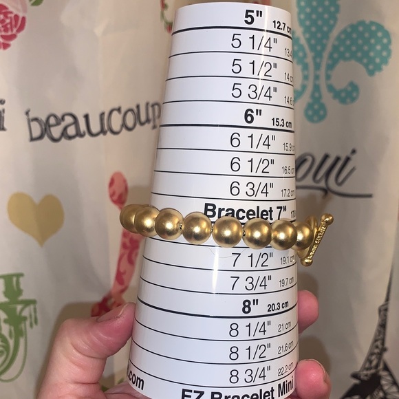 Karine Sultan Elegant Gold Beaded Bracelet with Pearl and Coin Charm - Picture 10 of 11